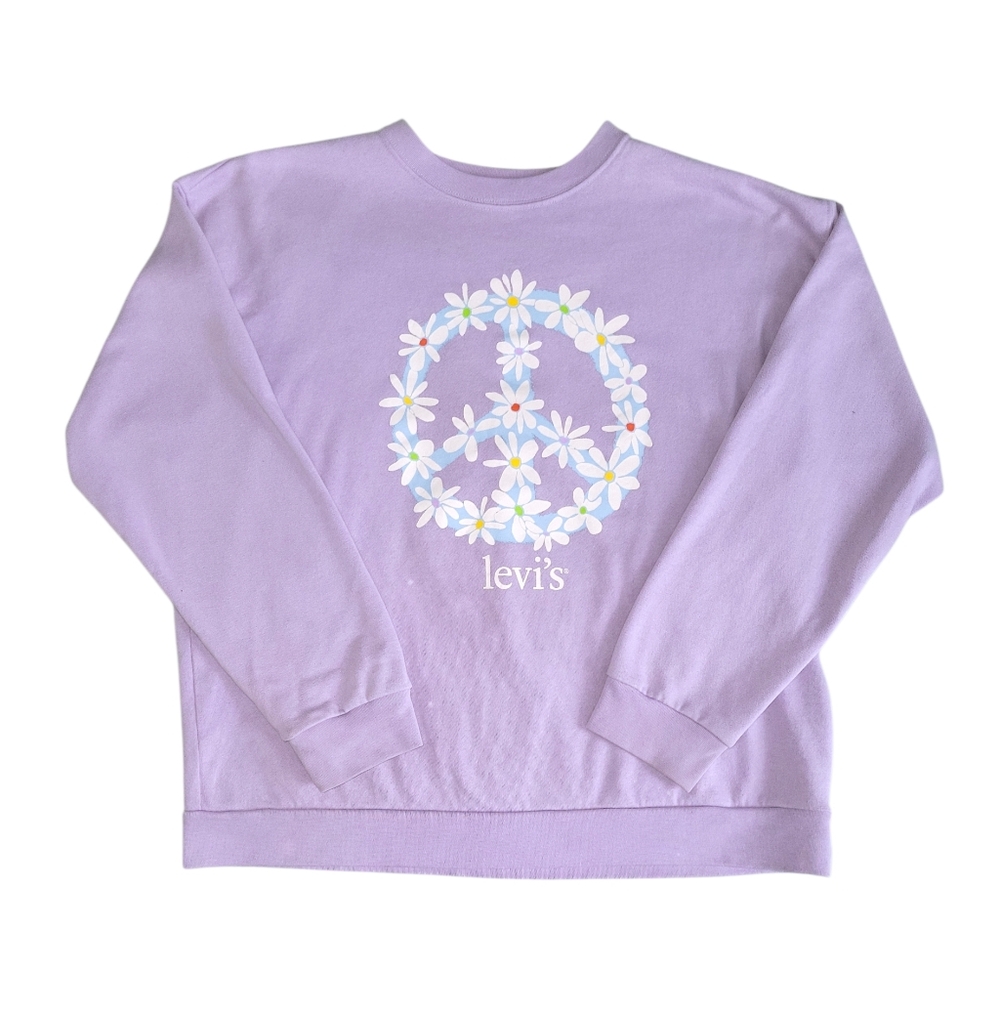 Levi's | Light Purple Sweatshirt with Floral Peace Design Size Medium